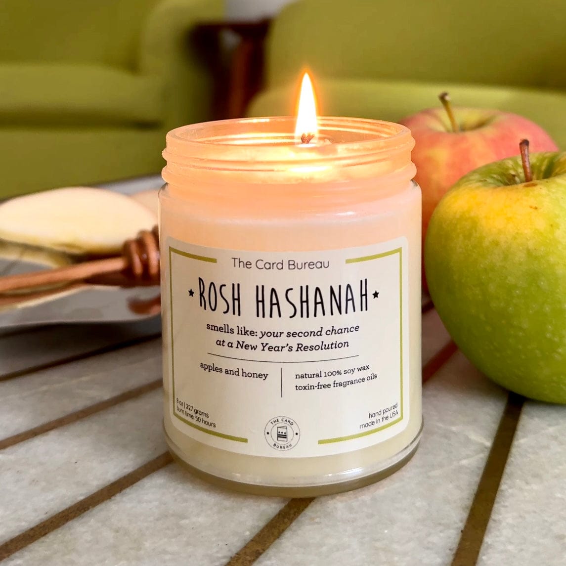 The Card Bureau - Apples and Honey Rosh Hashanah Candle - ModernTribe