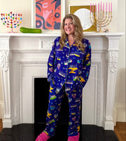 Amy Kritzer Becker Pajamas Hanukkah Many Menorahs Bamboo Adult Pajamas - (Unisex Sizes S - 4XL)