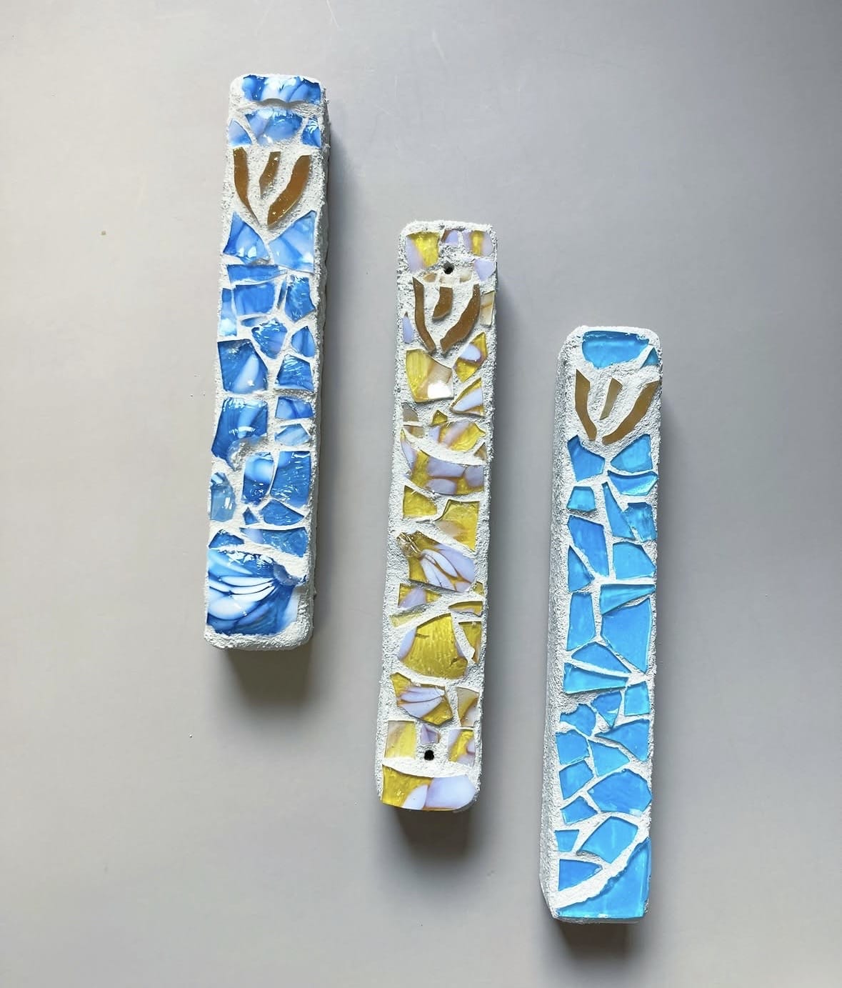 HamsaMade Mezuzahs Smash Glass Mosaic Mezuzah Case by HamsaMade