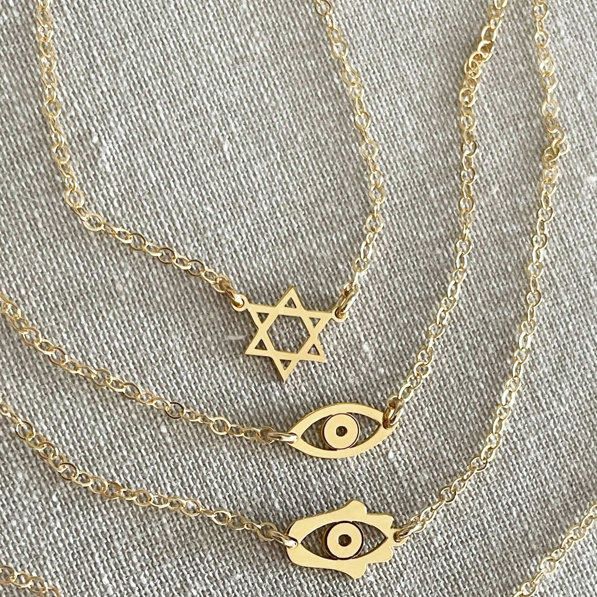 Miriam Merenfeld Jewelry - Star of David, Hamsa or Evil Eye Charm Necklace by Miriam Merenfeld - (Sterling Silver, Two - Tone or Gold - Plated) - ModernTribe
