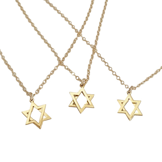 Or Movable Star of David Necklace by Miriam Merenfeld - (Sterling Silver or Gold-Plated)