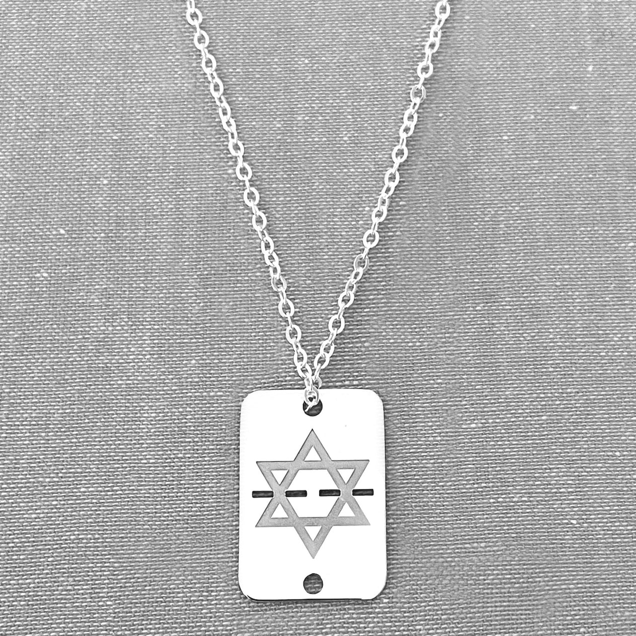 Miriam Merenfeld Jewelry - Shield Star of David ID Tag Necklace - (Sterling Silver or Gold - Plated) - ModernTribe