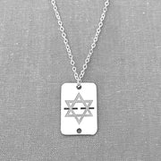 Miriam Merenfeld Jewelry Necklaces Shield Star of David ID Tag Necklace - Sterling Silver - 20"