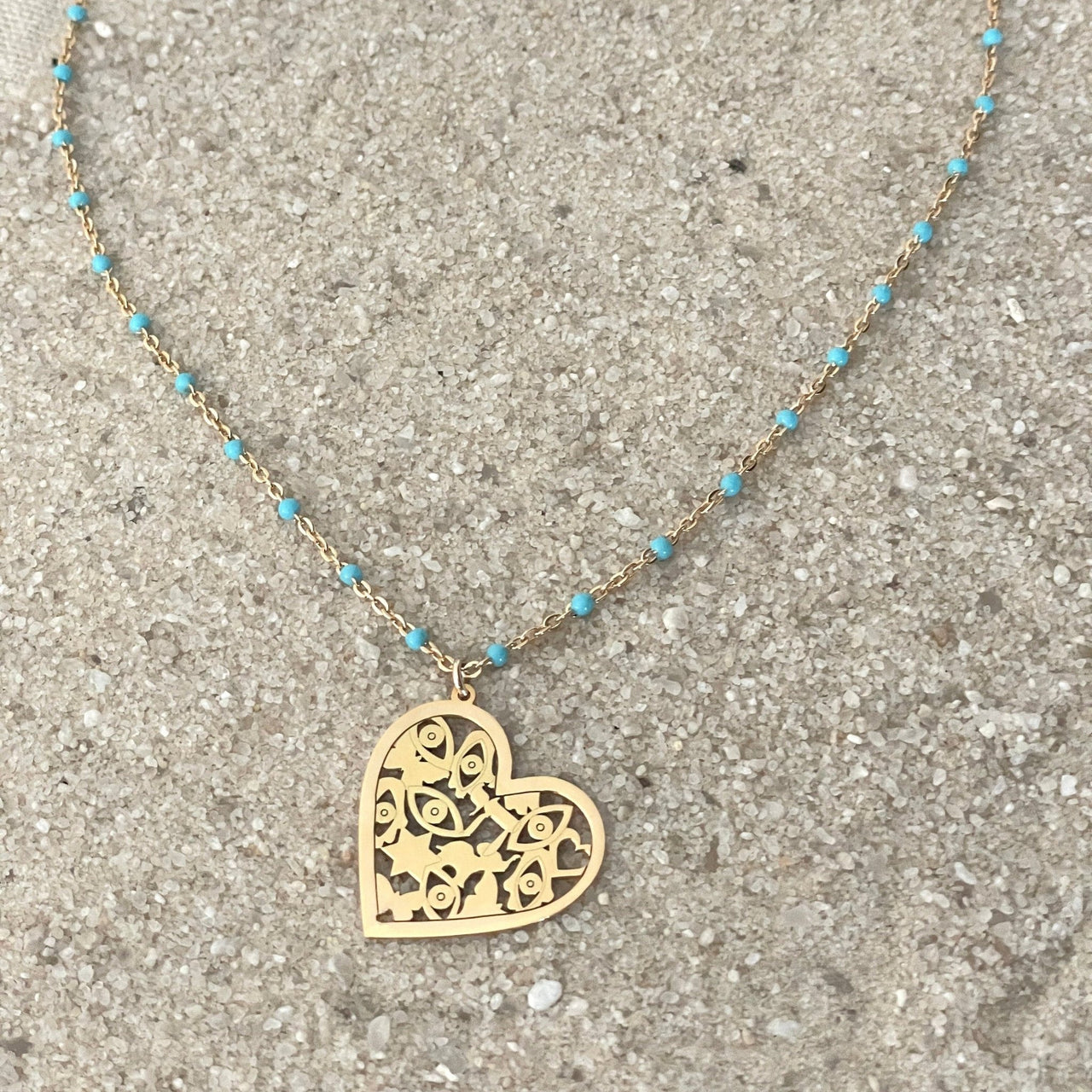 Miriam Merenfeld Jewelry - Mia Turquoise Good Luck Gold - Plated Necklace by Miriam Merenfeld - (Star of David or Heart) - ModernTribe