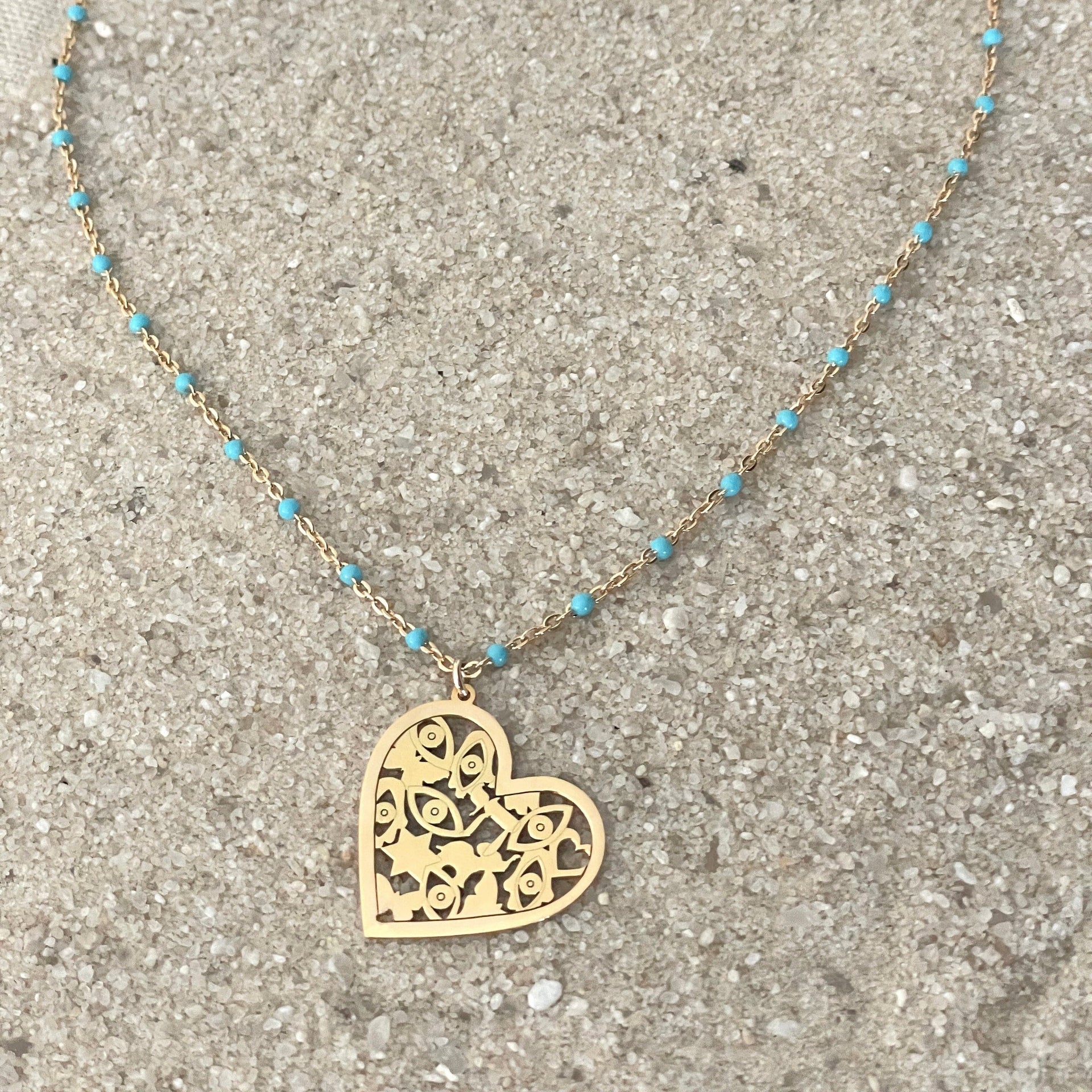Miriam Merenfeld Jewelry Necklaces Heart / Medium (0.75") / 16" Mia Turquoise Good Luck Necklace by Miriam Merenfeld - Star of David or Heart