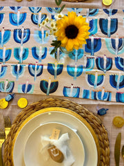 Arielle Zorger Designs - Blue Menorah and Hearts Table Runner - ModernTribe