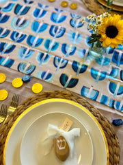 Arielle Zorger Designs - Blue Menorah and Hearts Table Runner - ModernTribe