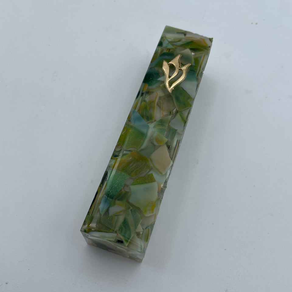 Smash Glass Mosaic Mezuzah Case by KG Custom Mosaics