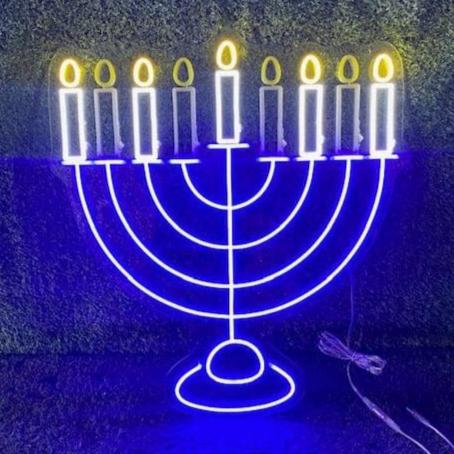 Hanukkah Superstore Decorations LED Neon Electric Menorah – Hanukkah Décor