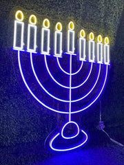 Hanukkah Superstore Decorations LED Neon Electric Menorah – Hanukkah Décor