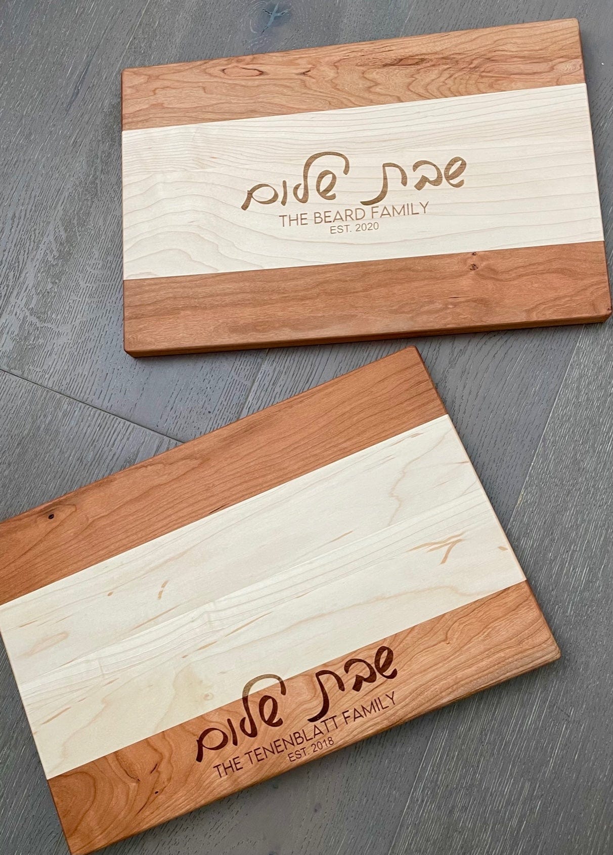 Dear Deer Crafts - Personalized Flat Cursive Design Wood Challah Board - Cherry, Maple or Mixed Wood - ModernTribe