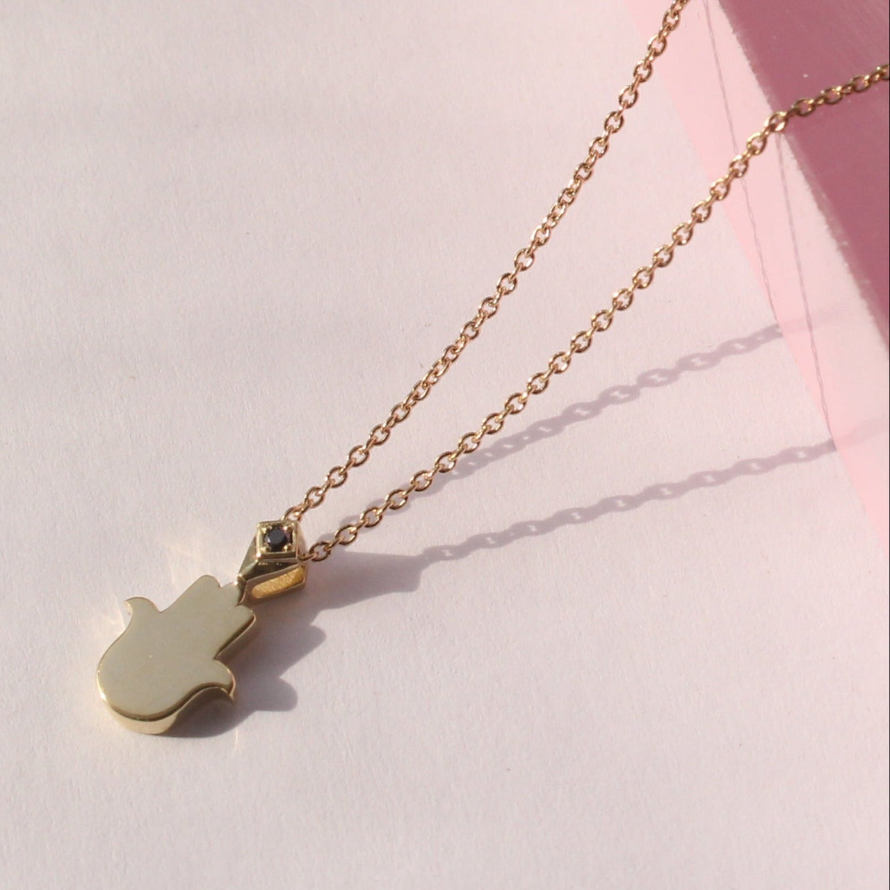 HOTCROWN - Solid Hamsa with Diamond Necklace - 14k Yellow, Rose or White Gold - ModernTribe