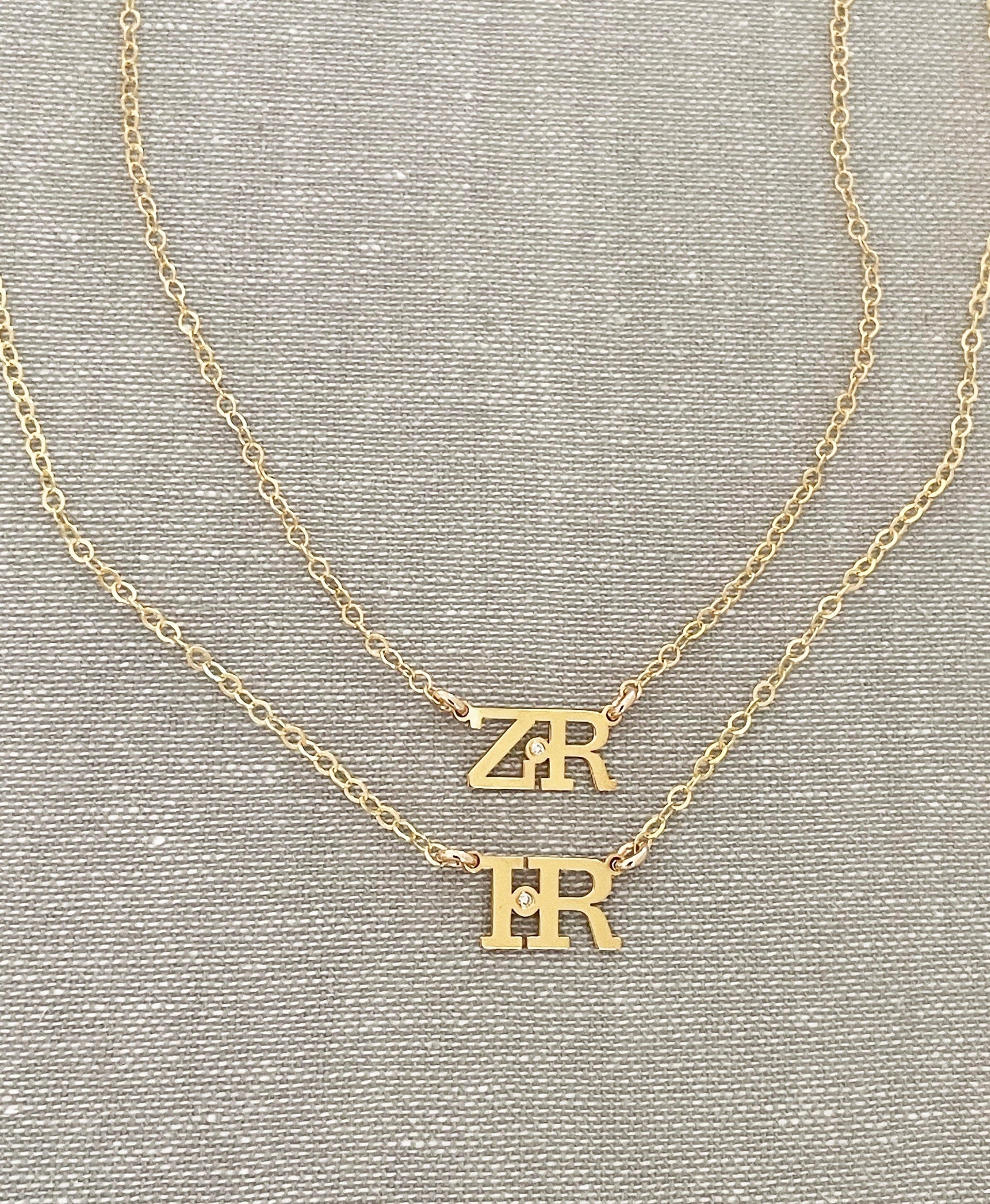 Miriam Merenfeld Jewelry Necklaces Liran Initials Diamond Necklace - Gold Vermeil or Sterling Silver