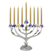 Aviv Judaica Menorahs Iris Flower Jeweled Menorah