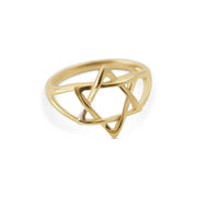 Alef Bet Rings Yellow Gold / 5 Split Shank Star of David Ring - 14k Yellow Gold, White Gold or Rose Gold