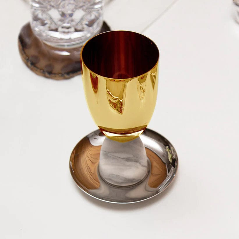 Anna New York - Coluna Marble Kiddush Cup by Anna New York - Gold - ModernTribe