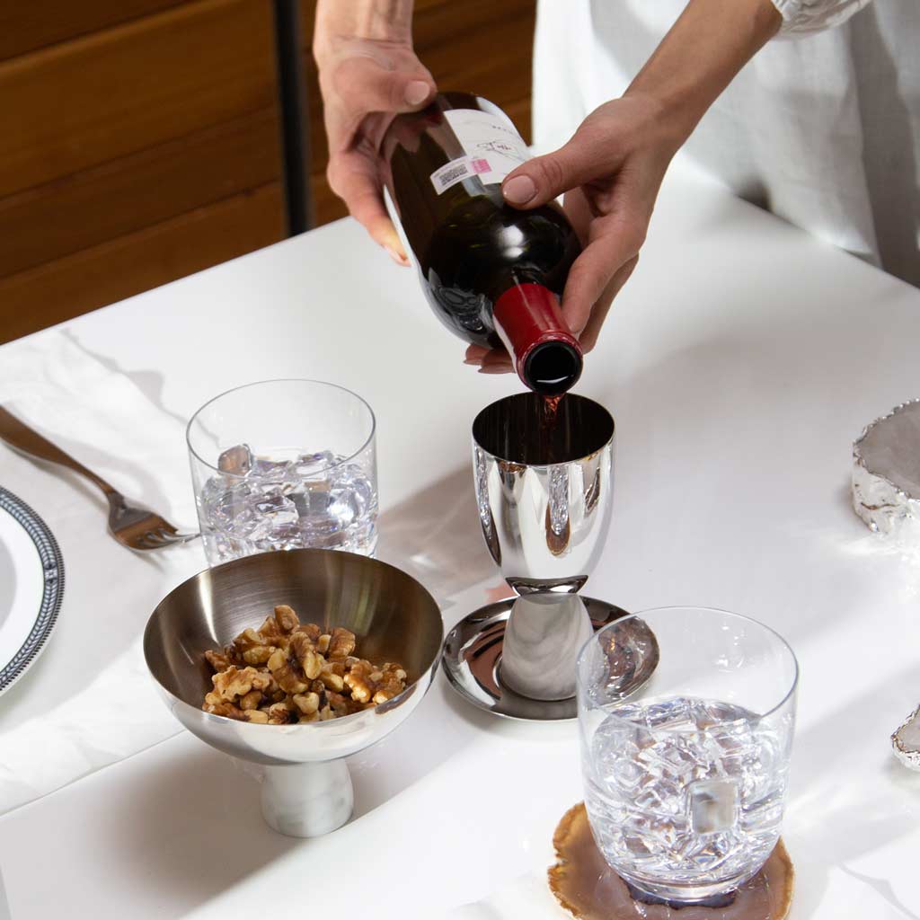 Anna New York - Coluna Marble Kiddush Cup by Anna New York - Silver - ModernTribe