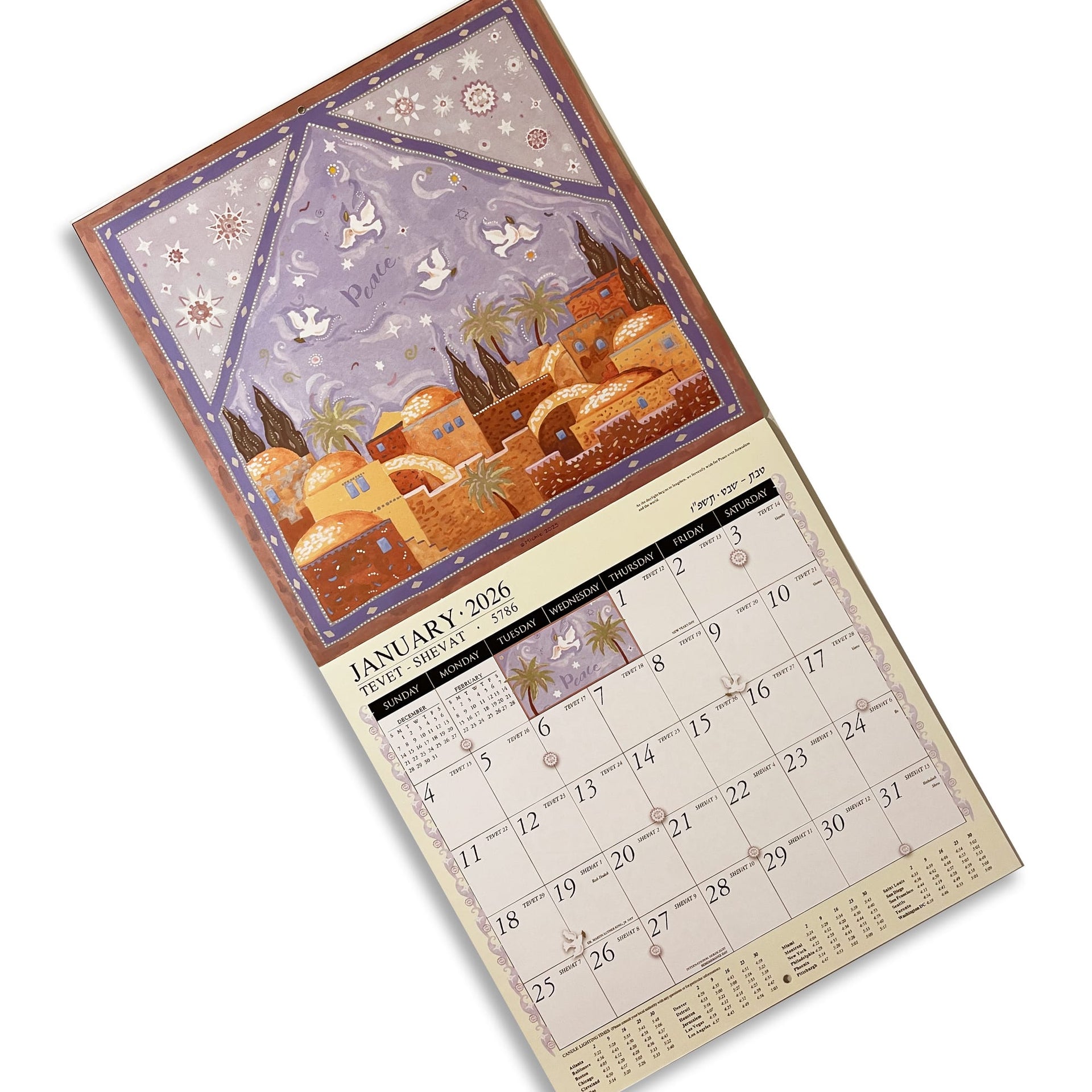 Caspi Cards & Art Calendars Mickie Caspi Jewish Art Calendar - 5786/2026