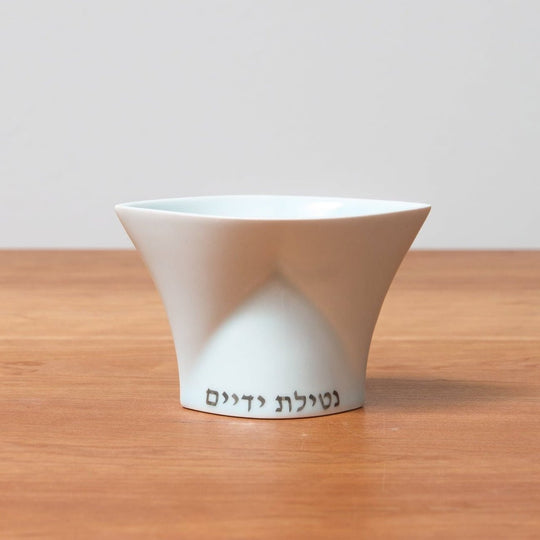 Handmade Soft Blue Porcelain and Platinum Washing Cup