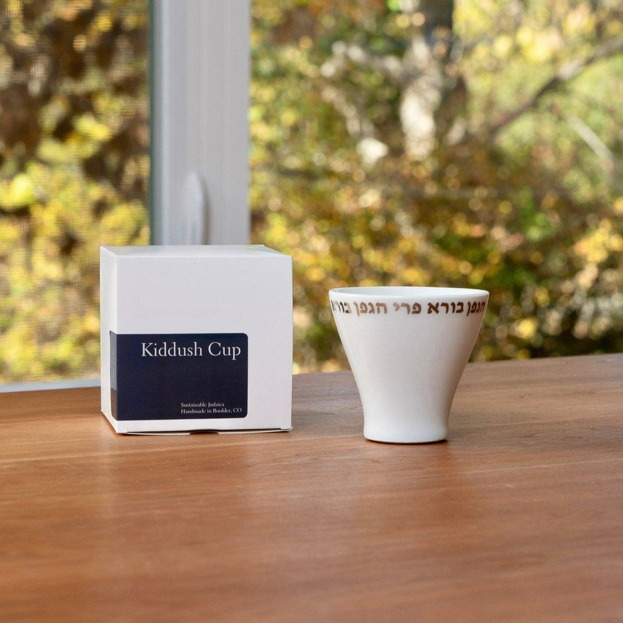 Green Judaica - Handmade Soft Blue Porcelain and 24k Gold Kiddush Cup - ModernTribe