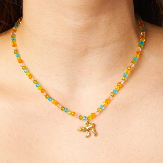 Chai Necklace by Susan Alexandra - Rainbow Crystal