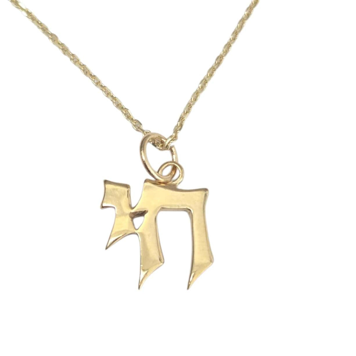 Bareket Jewelry Necklaces No Chain Hebrew Script Chai Necklace - 14k Yellow Gold