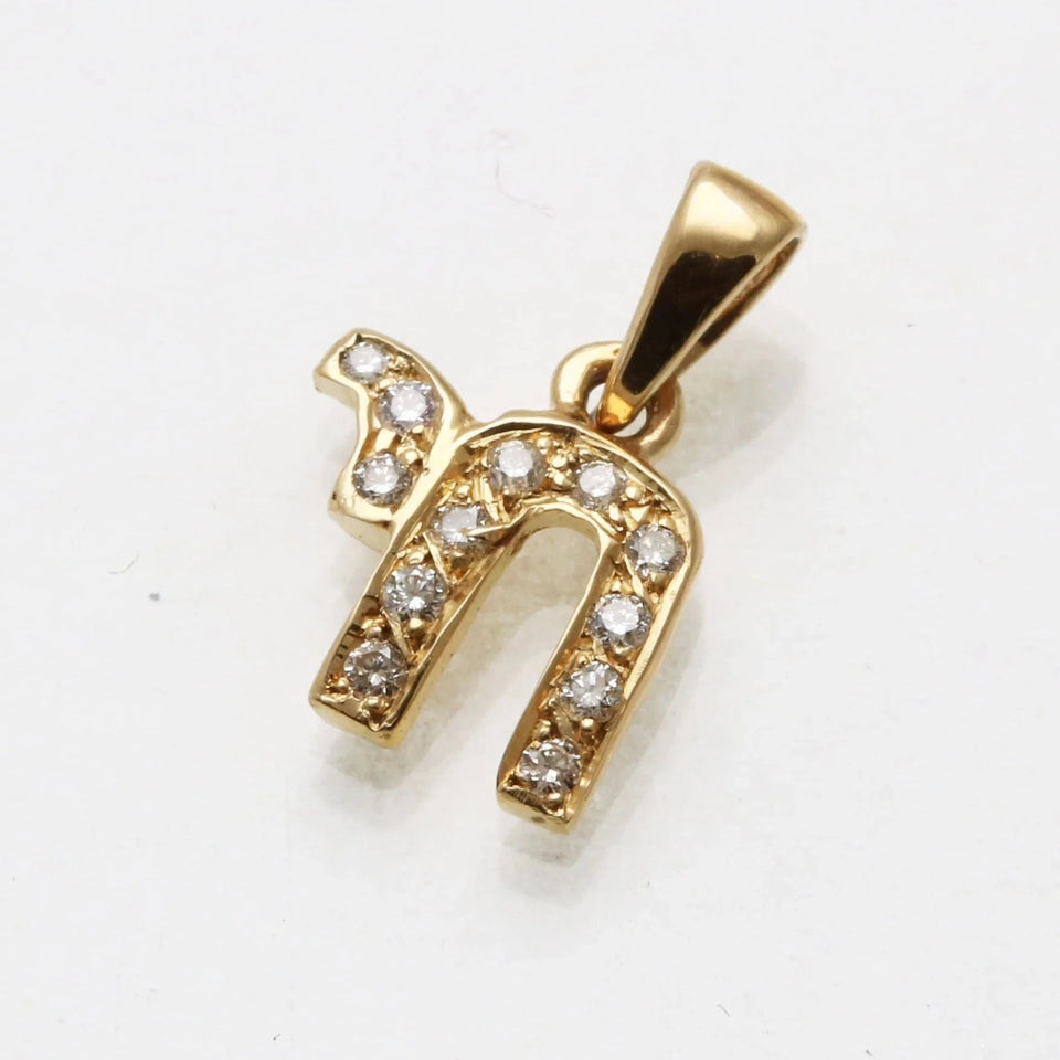 Bareket Jewelry - 14k Yellow Gold Petite Diamond Chai Necklace - ModernTribe