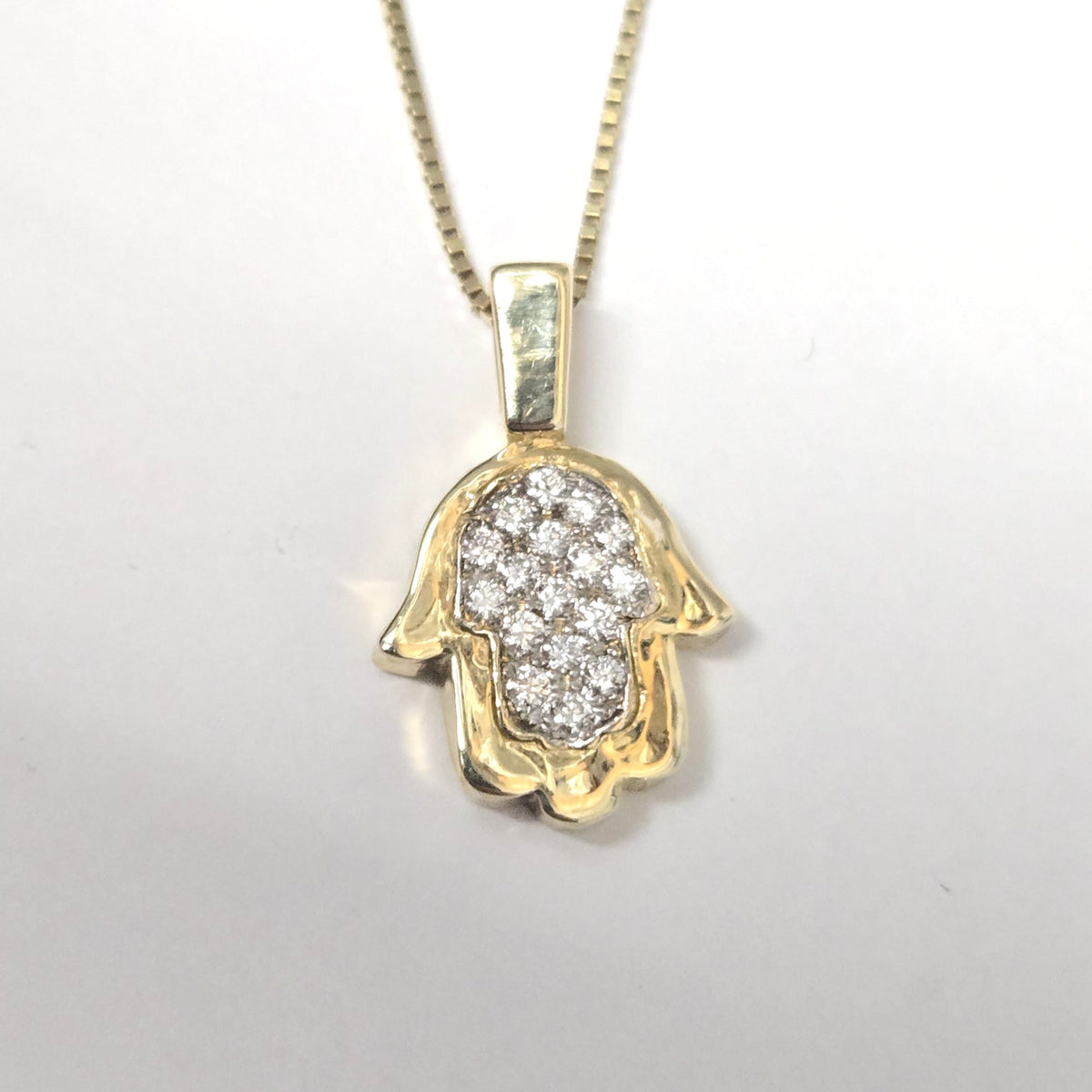 Bareket Jewelry Necklaces Pavé Diamond Hamsa Necklace - 14k Yellow Gold