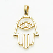 Bareket Jewelry Necklaces No Chain Open Hamsa Evil Eye Necklace - 14k Yellow Gold
