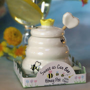 Kate Aspen Honey Dishes "Sweet as Can Bee" Ceramic Honey Pot with Wooden Dipper