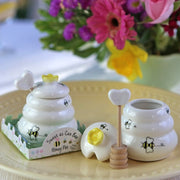 Kate Aspen Honey Dishes "Sweet as Can Bee" Ceramic Honey Pot with Wooden Dipper