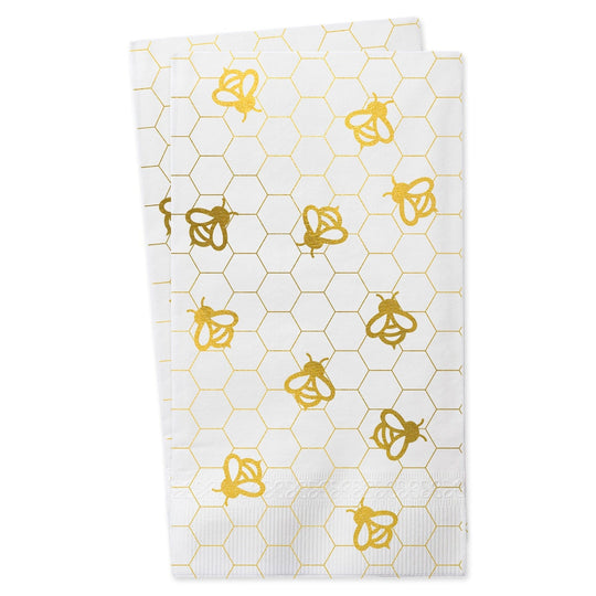 Foiled Gold Bee Guest Napkins - Set of 16