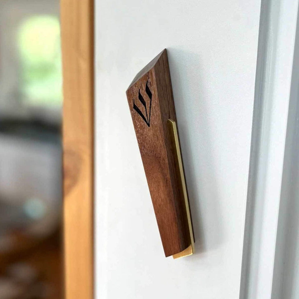 Windthrow - L'dor V'dor Walnut and Brass Mezuzah by Windthrow - ModernTribe
