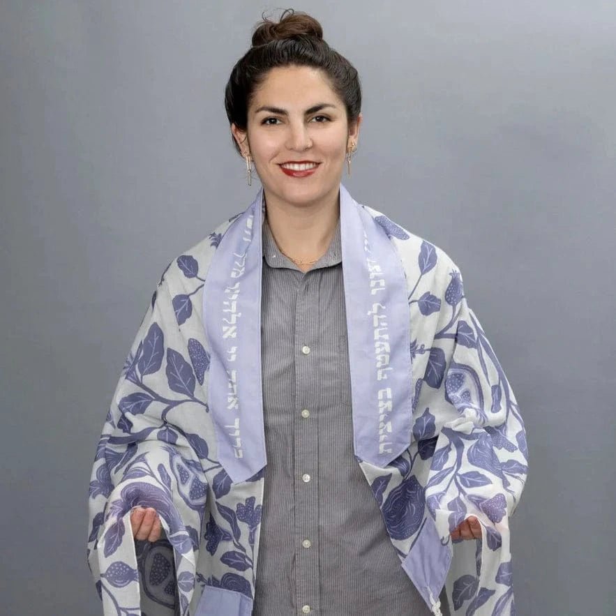 Elly Bovarnick Studios - Lavender and Blue Pomegranates on the Vine Cotton Tallit - ModernTribe