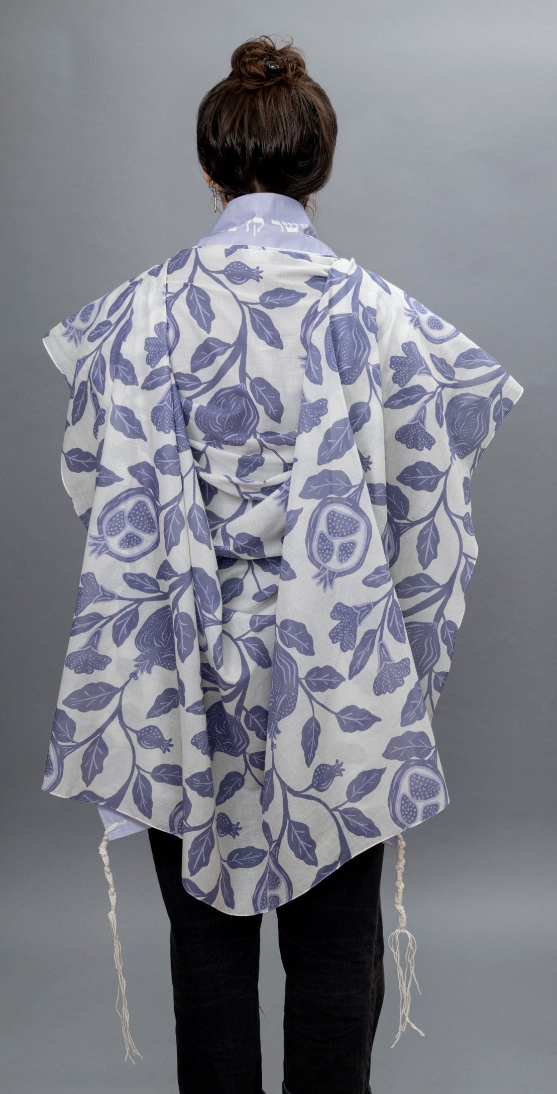 Elly Bovarnick Studios - Lavender and Blue Pomegranates on the Vine Cotton Tallit - ModernTribe