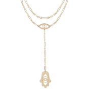 Miriam Merenfeld Jewelry Necklaces Lia Eye and Hamsa Lariat - Sterling Silver, Gold Vermeil or Two-Tone