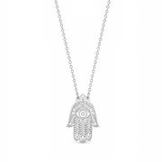 Miriam Merenfeld Jewelry Necklaces Sterling Silver Lily Evil Eye and Hamsa Necklace - (Gold-Plated or Sterling Silver)