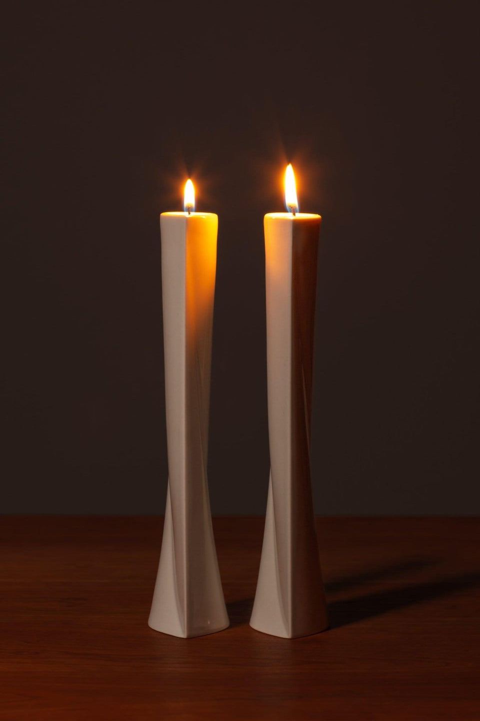 Green Judaica - Handmade Tall Soft Blue Porcelain Shabbat Candlesticks Set - ModernTribe