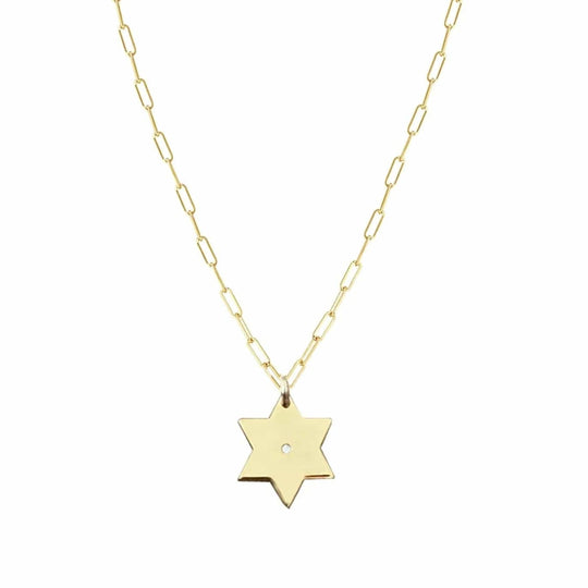 Liz Star of David with Diamond Necklace by Miriam Merenfeld - (Gold-Plated or Sterling Silver)