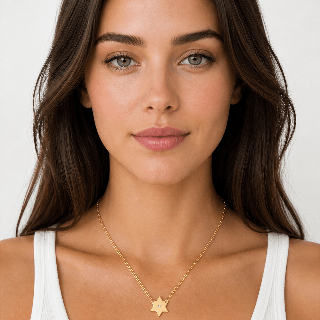 Miriam Merenfeld Jewelry - Liz Star of David with Diamond Paperclip Necklace by Miriam Merenfeld - (Gold-Plated or Sterling Silver) - ModernTribe