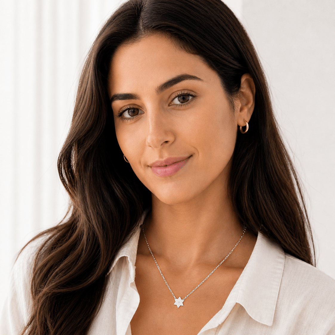 Miriam Merenfeld Jewelry - Liz Star of David with Diamond Paperclip Necklace by Miriam Merenfeld - (Gold-Plated or Sterling Silver) - ModernTribe