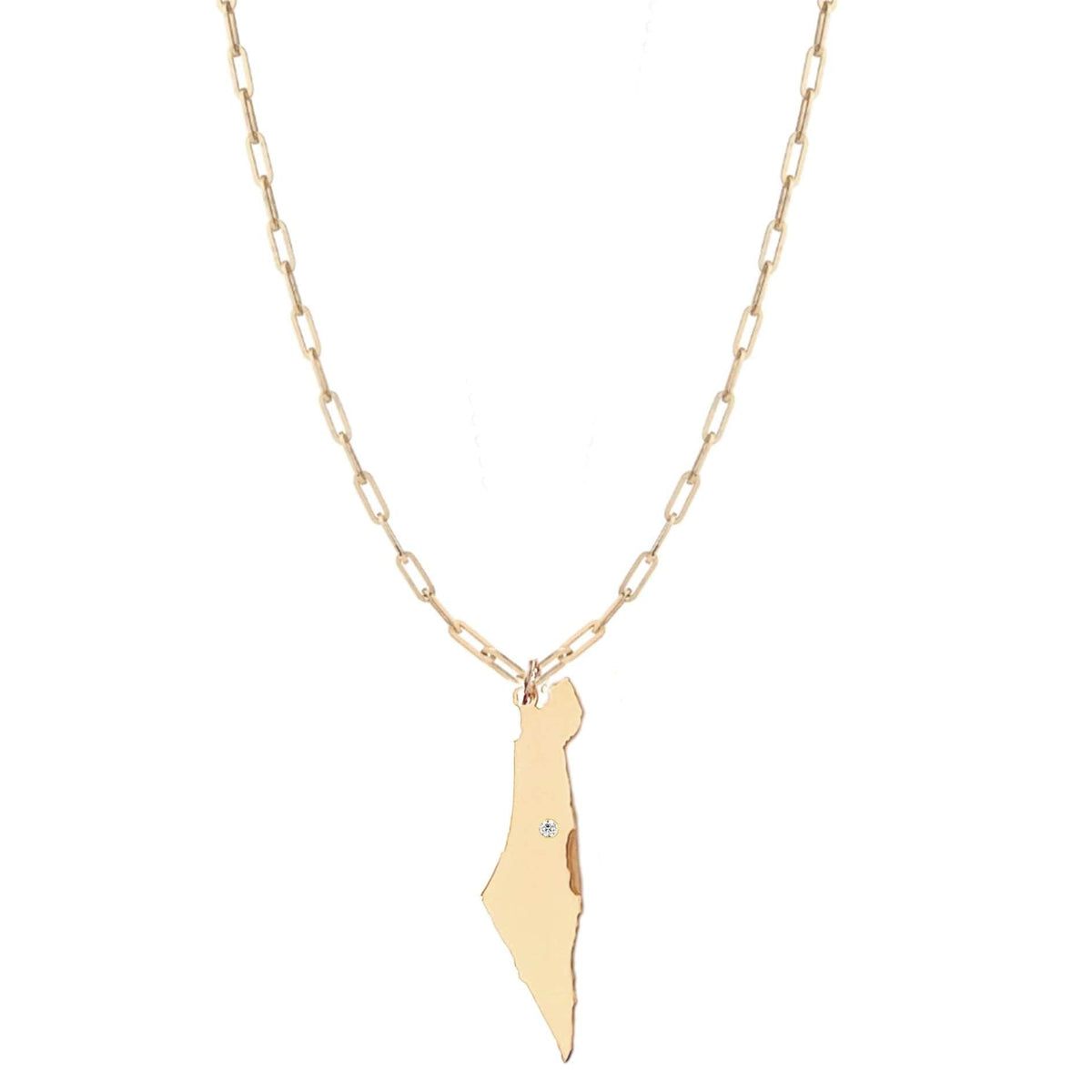Miriam Merenfeld Jewelry - Eretz Israel Diamond Paperclip Necklace - (Sterling Silver or Gold - Plated) - ModernTribe