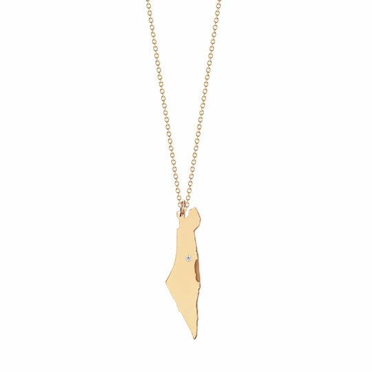 Eretz Israel Diamond Necklace - (Sterling Silver or Gold-Plated)