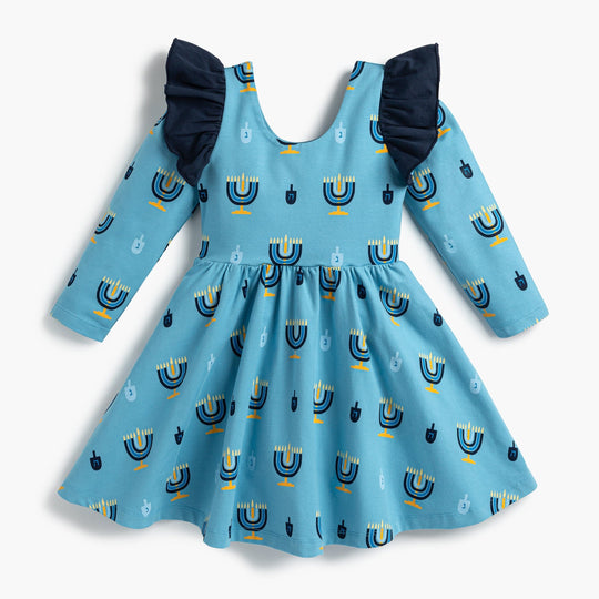 Double Ruffle Let's Dance Kids Menorah Dress by Monica + Andy - (Sizes 3M - 14)