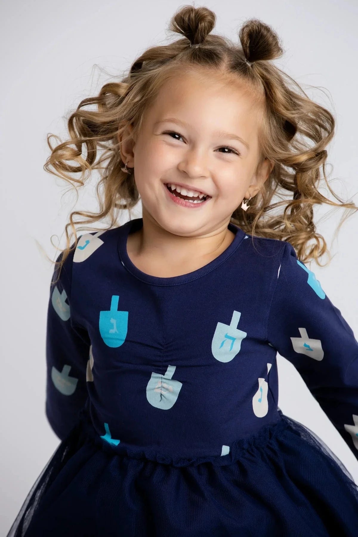 Monica + Andy - Long Sleeve Kids Tulle Dreidel Dress by Monica + Andy - (Sizes 3M - 14) - ModernTribe