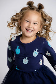 Monica + Andy Dresses Long Sleeve Kids Tulle Dreidel Dress by Monica + Andy - (Sizes 3M - 14)