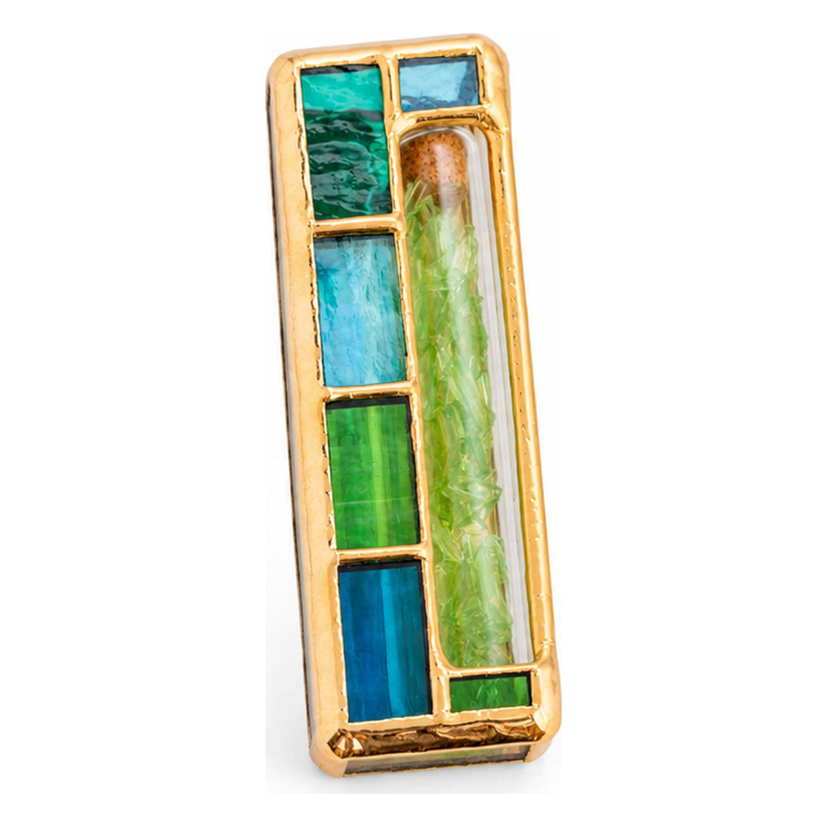 Israel Museum Mezuzahs Stained Glass Wedding Smash Glass Mezuzah by Israel Museum - Blue and Green