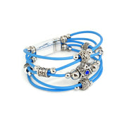 My Tribe by Sea Ranch Jewelry Bracelets Swarovski Star of David Beaded Leather Bracelet -  Sky Blue
