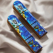 SURI Mezuzahs Chagall Windows Wooden Mezuzah - Blue