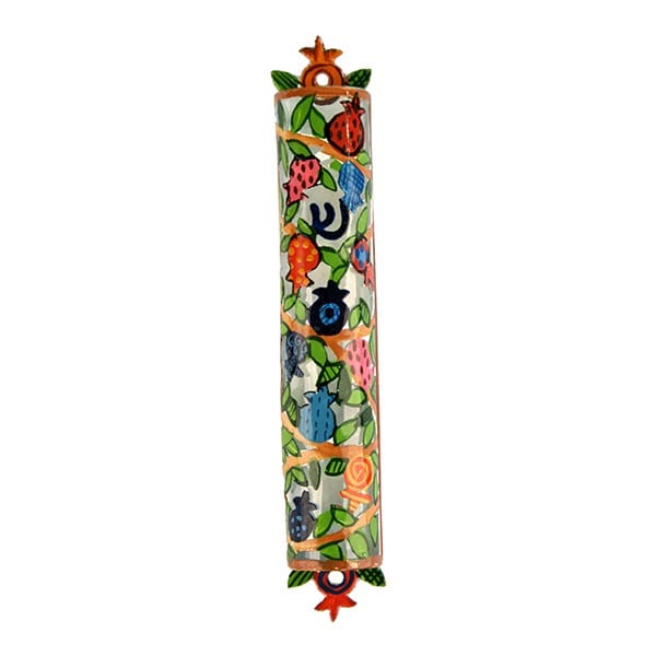 Yair Emanuel Mezuzahs Colorful Pomegranates Mezuzah by Yair Emanuel
